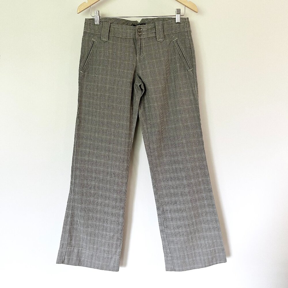 VTG American Eagle Pants‎ Size 2 Y2K Black White Blue Plaid Low Rise Trousers